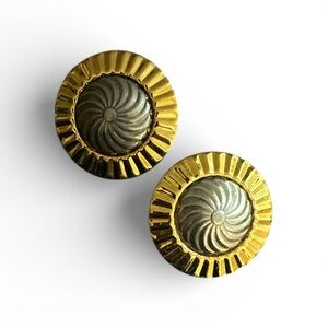 H&A Gold and Silver Swirl Clip On Earrings